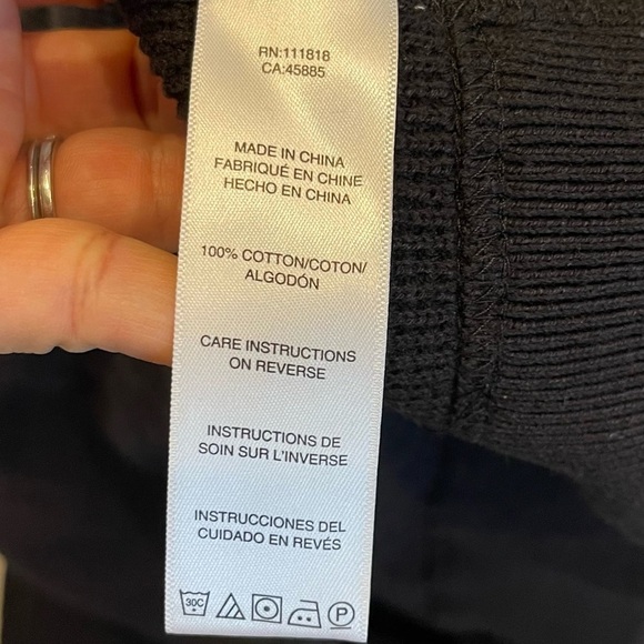 P: Michael Michael Kors Full Zip Black Cardigan waffle knit Sweater Sz L - Picture 7 of 9